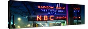 Panoramic View - the NBC Studios in the New York City in the Snow at Night-Philippe Hugonnard-Stretched Canvas