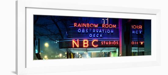 Panoramic View - the NBC Studios in the New York City in the Snow at Night-Philippe Hugonnard-Framed Photographic Print