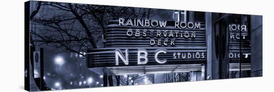 Panoramic View - the NBC Studios in the New York City in the Snow at Night-Philippe Hugonnard-Stretched Canvas