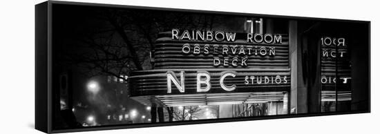 Panoramic View - the NBC Studios in the New York City in the Snow at Night-Philippe Hugonnard-Framed Stretched Canvas