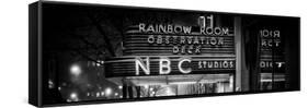 Panoramic View - the NBC Studios in the New York City in the Snow at Night-Philippe Hugonnard-Framed Stretched Canvas