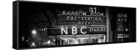 Panoramic View - the NBC Studios in the New York City in the Snow at Night-Philippe Hugonnard-Framed Stretched Canvas