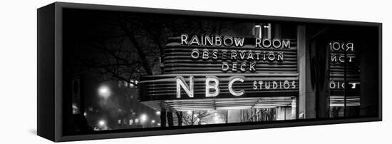 Panoramic View - the NBC Studios in the New York City in the Snow at Night-Philippe Hugonnard-Framed Stretched Canvas