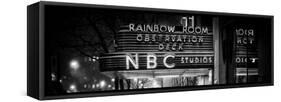 Panoramic View - the NBC Studios in the New York City in the Snow at Night-Philippe Hugonnard-Framed Stretched Canvas