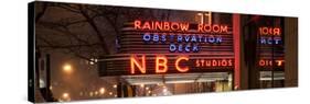 Panoramic View - the NBC Studios in the New York City in the Snow at Night-Philippe Hugonnard-Stretched Canvas