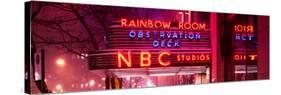 Panoramic View - the NBC Studios in the New York City in the Snow at Night-Philippe Hugonnard-Stretched Canvas