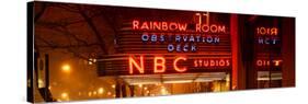 Panoramic View - the NBC Studios in the New York City in the Snow at Night-Philippe Hugonnard-Stretched Canvas