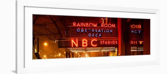 Panoramic View - the NBC Studios in the New York City in the Snow at Night-Philippe Hugonnard-Framed Photographic Print