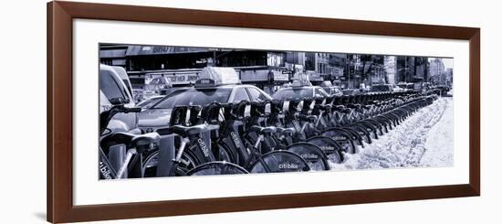 Panoramic View - Urban Scene with NYC Citibike in Winter-Philippe Hugonnard-Framed Photographic Print