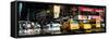 Panoramic View - Urban Street Scene with NYC Yellow Taxis / Cabs in Winter-Philippe Hugonnard-Framed Stretched Canvas