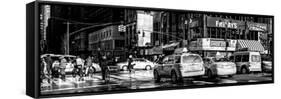 Panoramic View - Urban Street Scene with NYC Yellow Taxis / Cabs in Winter-Philippe Hugonnard-Framed Stretched Canvas