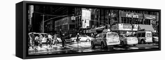 Panoramic View - Urban Street Scene with NYC Yellow Taxis / Cabs in Winter-Philippe Hugonnard-Framed Stretched Canvas