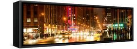 Panoramic View - Urban Street View on Avenue of the Americas by Night-Philippe Hugonnard-Framed Stretched Canvas