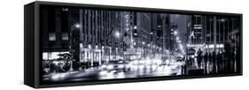 Panoramic View - Urban Street View on Avenue of the Americas by Night-Philippe Hugonnard-Framed Stretched Canvas