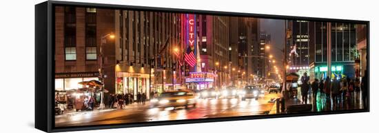 Panoramic View - Urban Street View on Avenue of the Americas by Night-Philippe Hugonnard-Framed Stretched Canvas