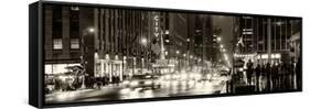 Panoramic View - Urban Street View on Avenue of the Americas by Night-Philippe Hugonnard-Framed Stretched Canvas