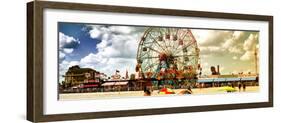 Panoramic View, Vintage Beach, Wonder Wheel, Coney Island, Brooklyn, New York, United States-Philippe Hugonnard-Framed Photographic Print
