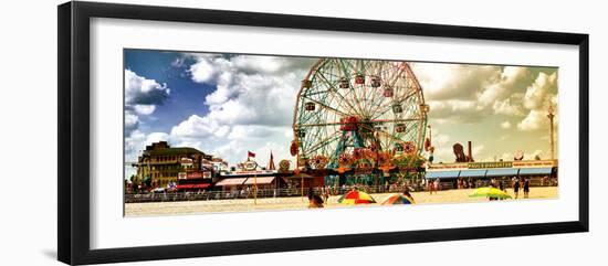 Panoramic View, Vintage Beach, Wonder Wheel, Coney Island, Brooklyn, New York, United States-Philippe Hugonnard-Framed Photographic Print