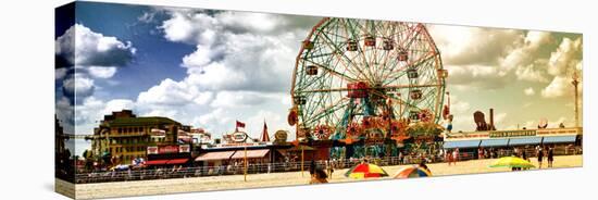 Panoramic View, Vintage Beach, Wonder Wheel, Coney Island, Brooklyn, New York, United States-Philippe Hugonnard-Stretched Canvas