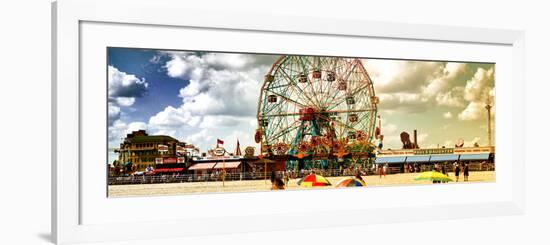 Panoramic View, Vintage Beach, Wonder Wheel, Coney Island, Brooklyn, New York, United States-Philippe Hugonnard-Framed Photographic Print