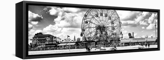 Panoramic View, Vintage Beach, Wonder Wheel, Coney Island, Brooklyn, New York-Philippe Hugonnard-Framed Stretched Canvas