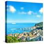 Panoramic View with Tilt-Shift Effect. Santa Margherita, Ligurian Resort , Italian Riviera. Beautif-LiliGraphie-Stretched Canvas
