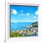 Panoramic View with Tilt-Shift Effect. Santa Margherita, Ligurian Resort , Italian Riviera. Beautif-LiliGraphie-Framed Photographic Print