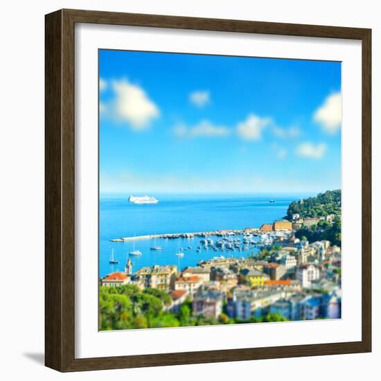 Panoramic View with Tilt-Shift Effect. Santa Margherita, Ligurian Resort , Italian Riviera. Beautif-LiliGraphie-Framed Photographic Print