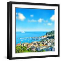 Panoramic View with Tilt-Shift Effect. Santa Margherita, Ligurian Resort , Italian Riviera. Beautif-LiliGraphie-Framed Photographic Print