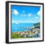 Panoramic View with Tilt-Shift Effect. Santa Margherita, Ligurian Resort , Italian Riviera. Beautif-LiliGraphie-Framed Photographic Print