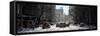 Panoramic View - Yellow Taxis on Fifth Avenue Snow in Manhattan-Philippe Hugonnard-Framed Stretched Canvas