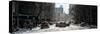 Panoramic View - Yellow Taxis on Fifth Avenue Snow in Manhattan-Philippe Hugonnard-Stretched Canvas
