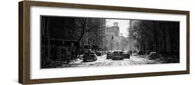 Panoramic View - Yellow Taxis on Fifth Avenue Snow in Manhattan-Philippe Hugonnard-Framed Photographic Print