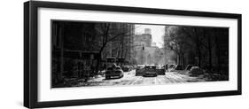 Panoramic View - Yellow Taxis on Fifth Avenue Snow in Manhattan-Philippe Hugonnard-Framed Photographic Print