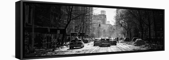 Panoramic View - Yellow Taxis on Fifth Avenue Snow in Manhattan-Philippe Hugonnard-Framed Stretched Canvas