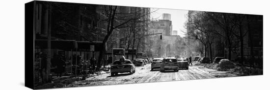 Panoramic View - Yellow Taxis on Fifth Avenue Snow in Manhattan-Philippe Hugonnard-Stretched Canvas