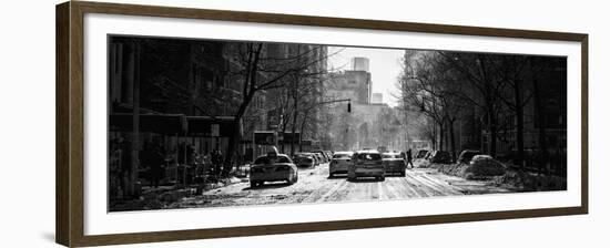 Panoramic View - Yellow Taxis on Fifth Avenue Snow in Manhattan-Philippe Hugonnard-Framed Premium Photographic Print