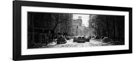 Panoramic View - Yellow Taxis on Fifth Avenue Snow in Manhattan-Philippe Hugonnard-Framed Premium Photographic Print