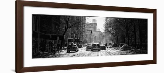 Panoramic View - Yellow Taxis on Fifth Avenue Snow in Manhattan-Philippe Hugonnard-Framed Photographic Print