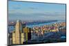 Panoramic views of New York City and Hudson River at sunset looking toward Central Park from Roc...-null-Mounted Photographic Print