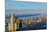 Panoramic views of New York City and Hudson River at sunset looking toward Central Park from Roc...-null-Mounted Photographic Print