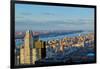 Panoramic views of New York City and Hudson River at sunset looking toward Central Park from Roc...-null-Framed Photographic Print