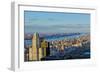 Panoramic views of New York City and Hudson River at sunset looking toward Central Park from Roc...-null-Framed Photographic Print