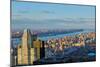 Panoramic views of New York City and Hudson River at sunset looking toward Central Park from Roc...-null-Mounted Photographic Print