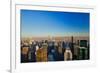 Panoramic views of New York City at sunset looking toward Central Park from Rockefeller Square "...-null-Framed Photographic Print