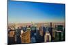 Panoramic views of New York City at sunset looking toward Central Park from Rockefeller Square "...-null-Mounted Photographic Print