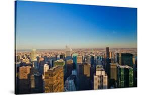 Panoramic views of New York City at sunset looking toward Central Park from Rockefeller Square "...-null-Stretched Canvas