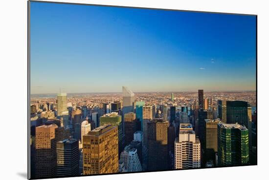 Panoramic views of New York City at sunset looking toward Central Park from Rockefeller Square "...-null-Mounted Photographic Print