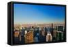 Panoramic views of New York City at sunset looking toward Central Park from Rockefeller Square "...-null-Framed Stretched Canvas