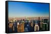 Panoramic views of New York City at sunset looking toward Central Park from Rockefeller Square "...-null-Framed Stretched Canvas